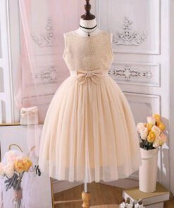 Cream Sequins Bust Special Occasions Tulle Dress and Belt / Headband