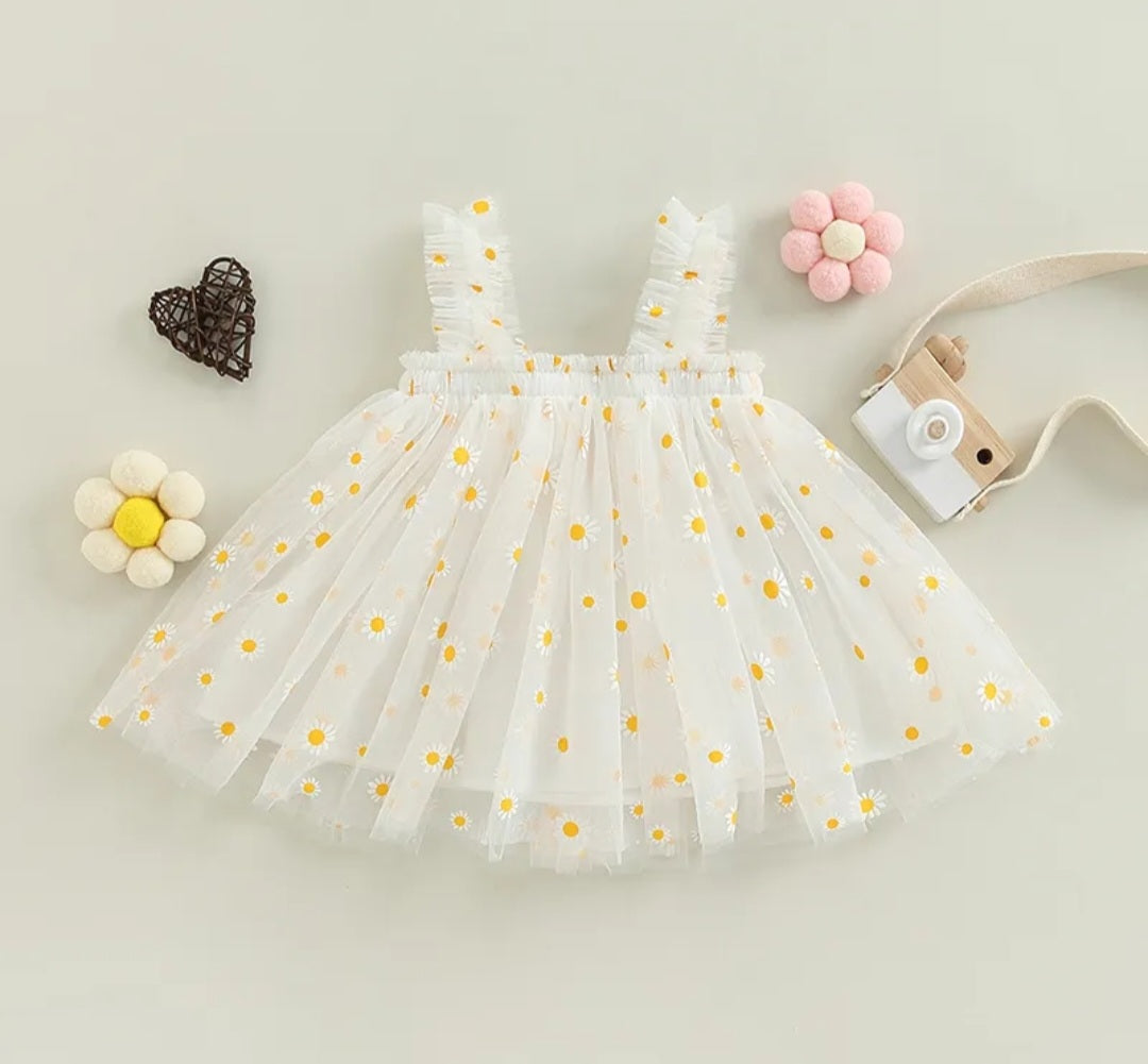 White Daisy Tulle Dress - Image 6