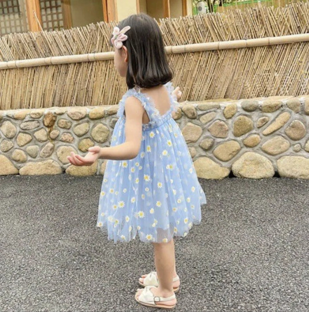 Blue Daisy Tulle Dress - Image 3