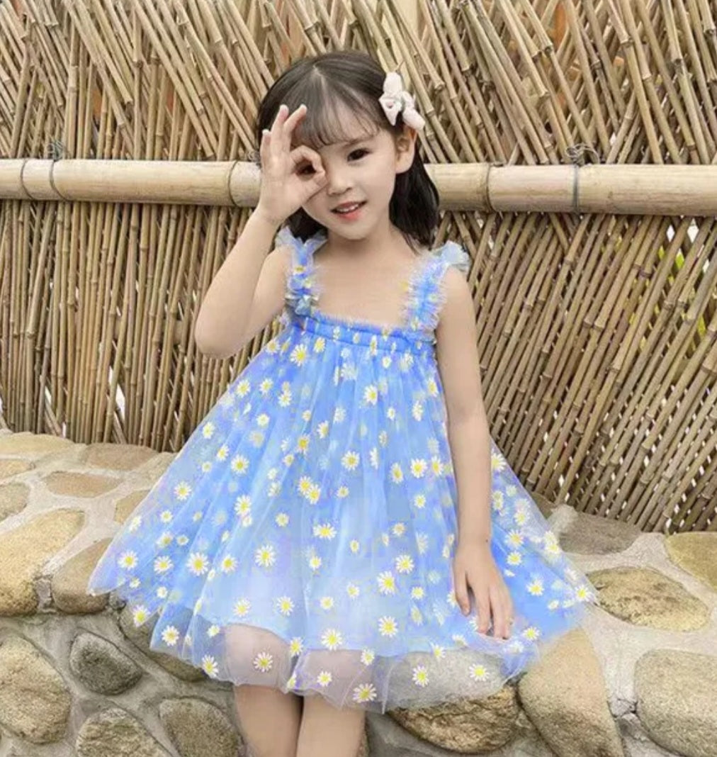 Blue Daisy Tulle Dress - Image 2