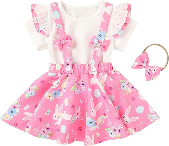 Pink bunny skirt with matching headband and tshirt