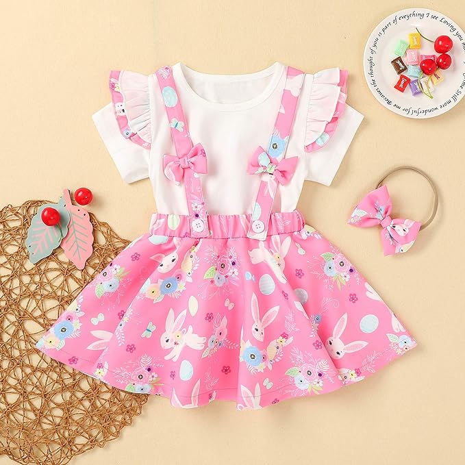 Pink bunny skirt with matching headband and tshirt - Image 4