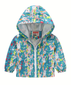 Teal Hooded Bunny Windbreaker