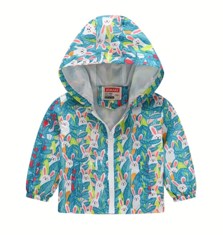 Teal Hooded Bunny Windbreaker