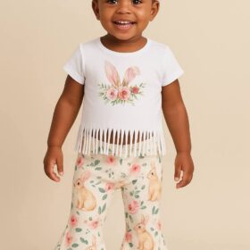 Bunny Floral Top and Bellbottoms