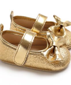 Shiny glitter pumps with velcro strap(Gold)(Size 2)