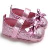 Shiny glitter pumps with velcro strap(Pink)(Size 3)