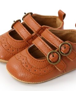 Tan Leather Double Buckle Pumps - Image 4
