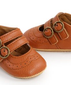 Tan Leather Double Buckle Pumps - Image 3