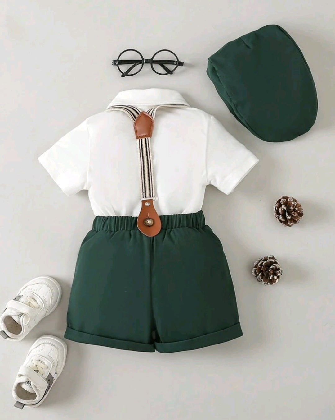 5PCS Gentleman Suit White and Forest Green - Image 2