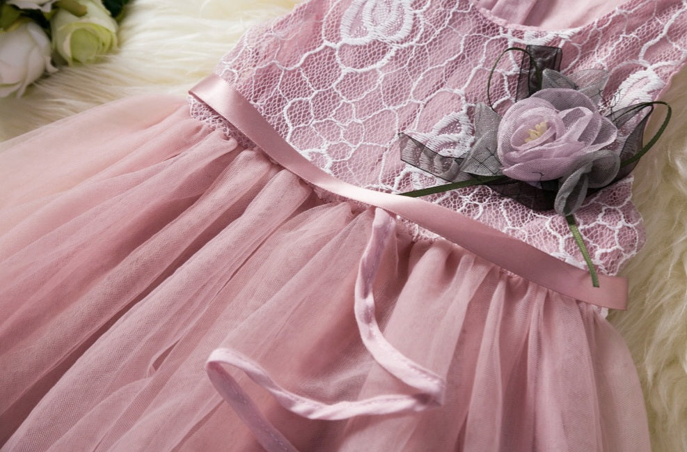 Frills and Flowers Dusty Pink Dress - Image 7