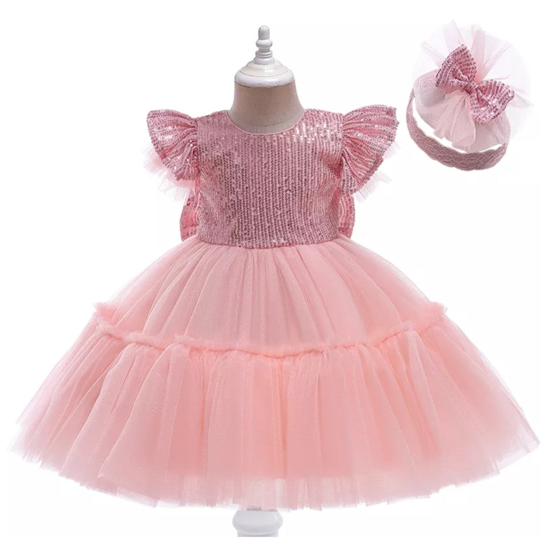 Pink Formal Dress with Headband - Image 2