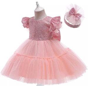 Pink Formal Dress with Headband - Image 3