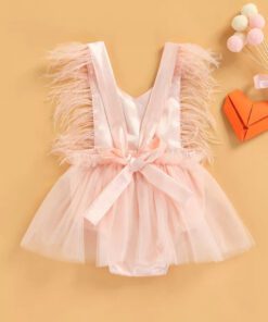 Alternative view of Pink Romper with Romantic Tutu and Feather Detail