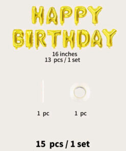 Alternative view of Gold Happy Birthday Balloon Set