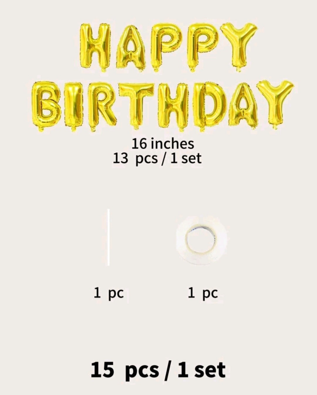 Gold Happy Birthday Balloon Set - Image 2