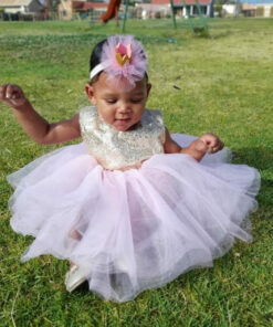 Gold Sequence Pink Tutu Dress - Image 9