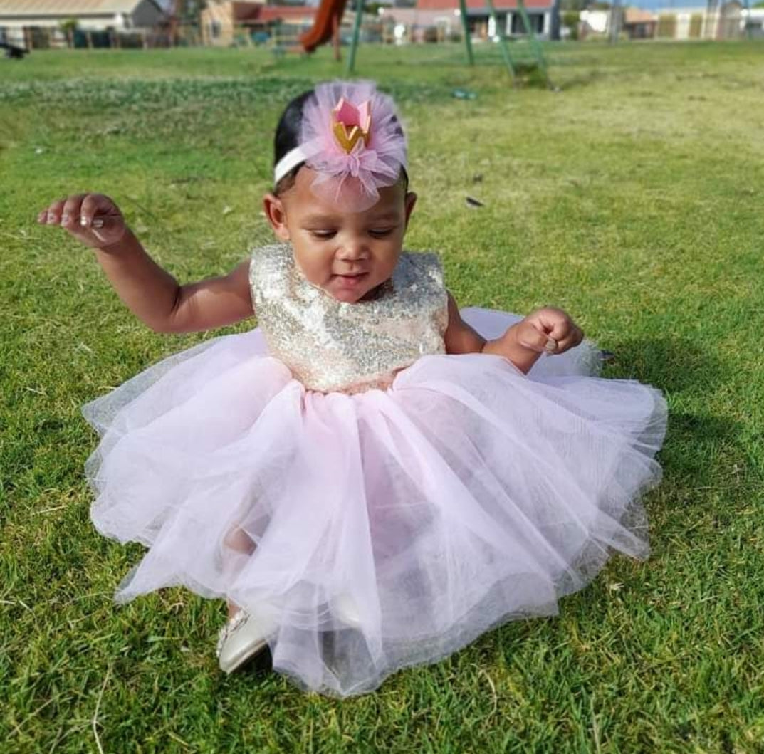 Gold Sequence Pink Tutu Dress - Image 9