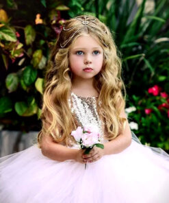 Gold Sequence Pink Tutu Dress - Image 4