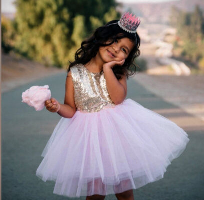 Gold Sequence Pink Tutu Dress
