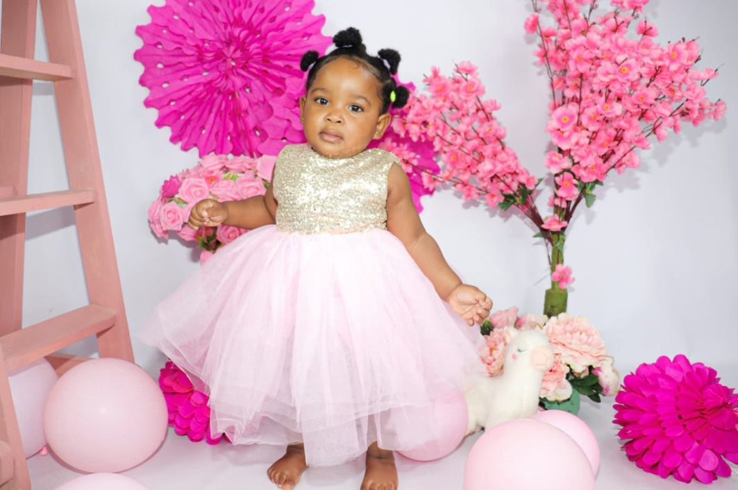 Gold Sequence Pink Tutu Dress - Image 10