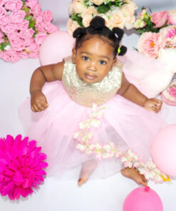 Gold Sequence Pink Tutu Dress - Image 6
