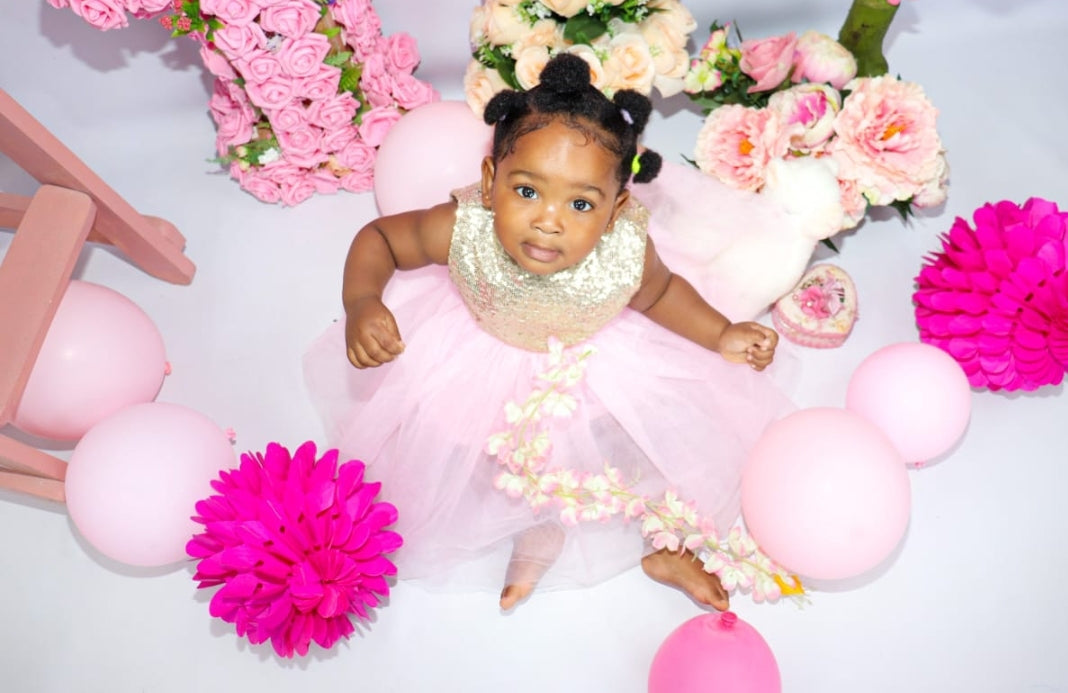 Gold Sequence Pink Tutu Dress - Image 6