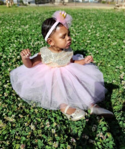Gold Sequence Pink Tutu Dress - Image 5