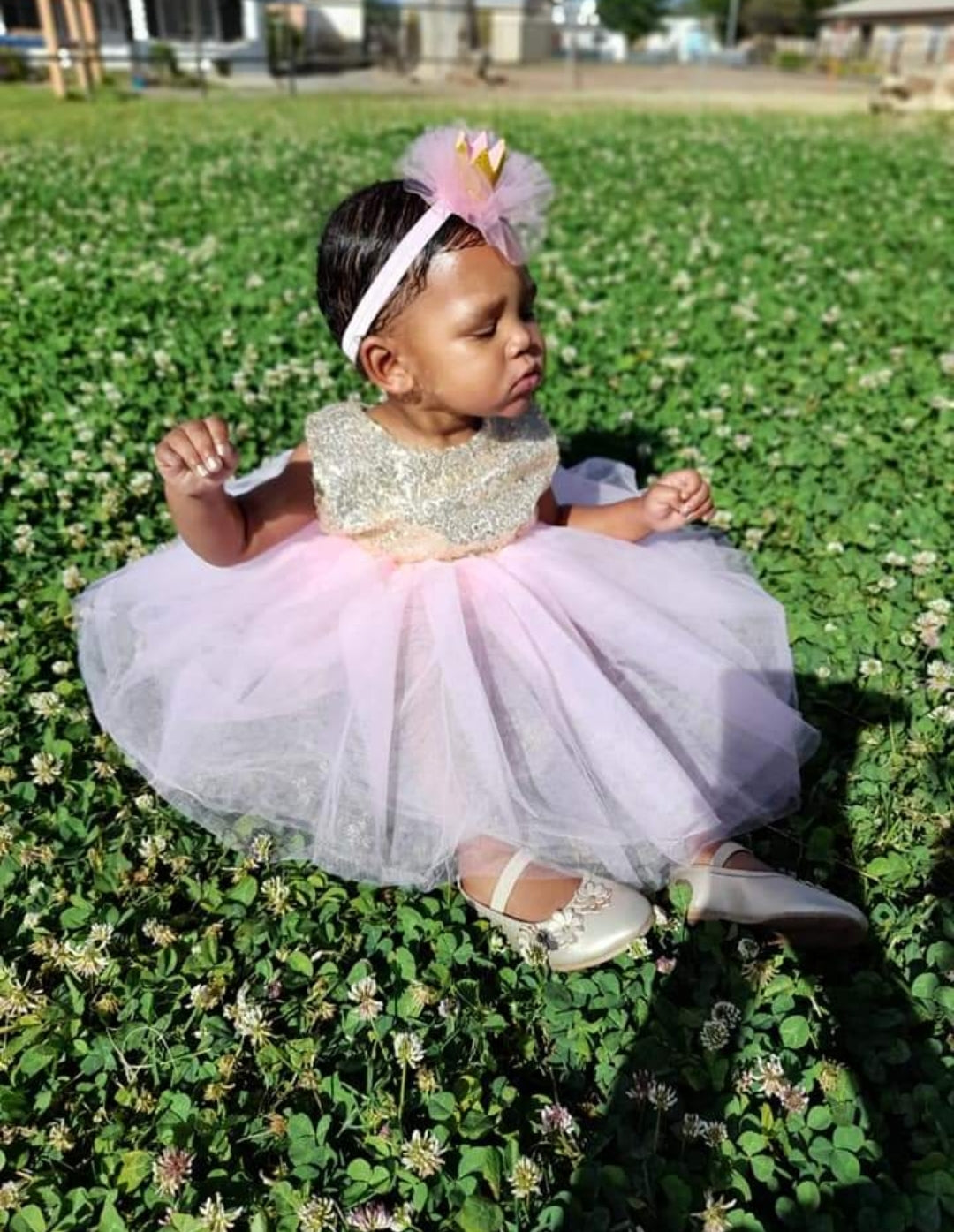Gold Sequence Pink Tutu Dress - Image 5