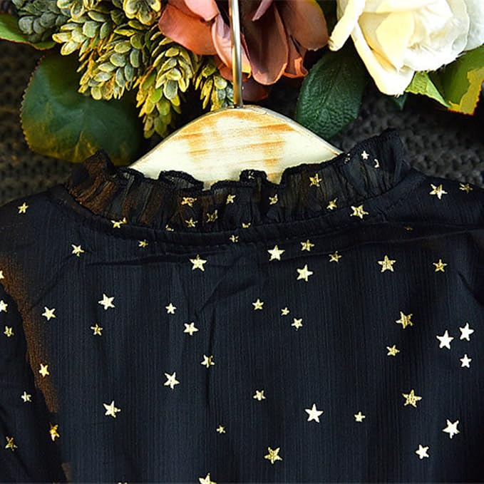 Gold star black dress - Image 6