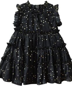 Gold star black dress