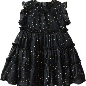 Gold star black dress