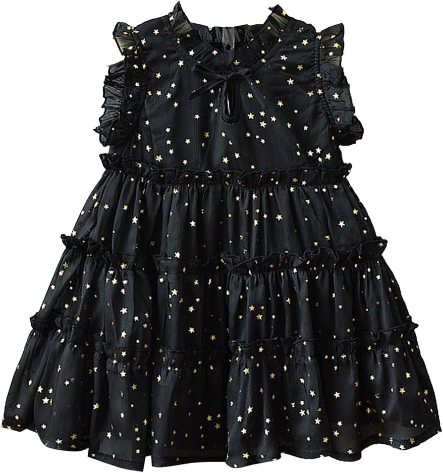 Gold star black dress