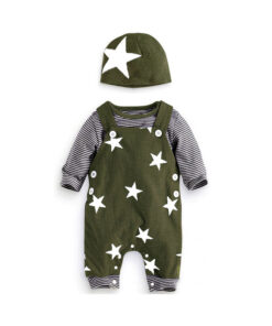 Green striped star set with hat