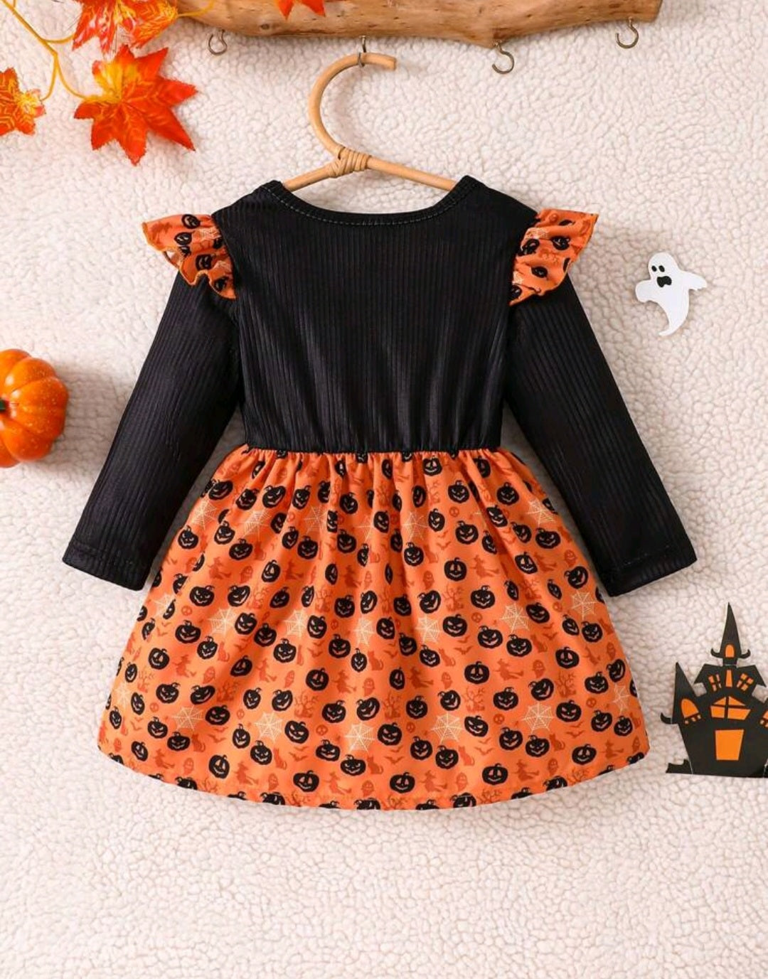 BOO Halloween Dress Black and Orange - The Purple Lovey
