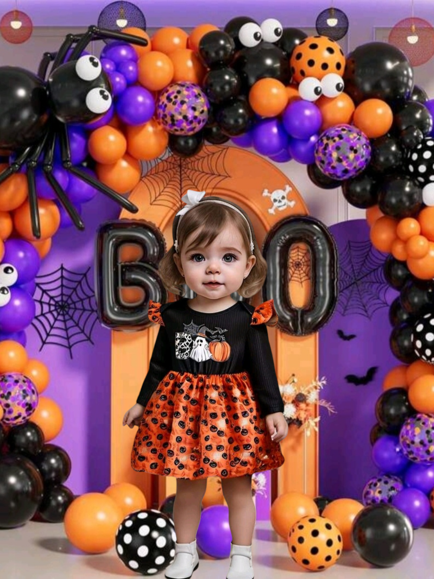 BOO Halloween Dress Black and Orange - Image 4