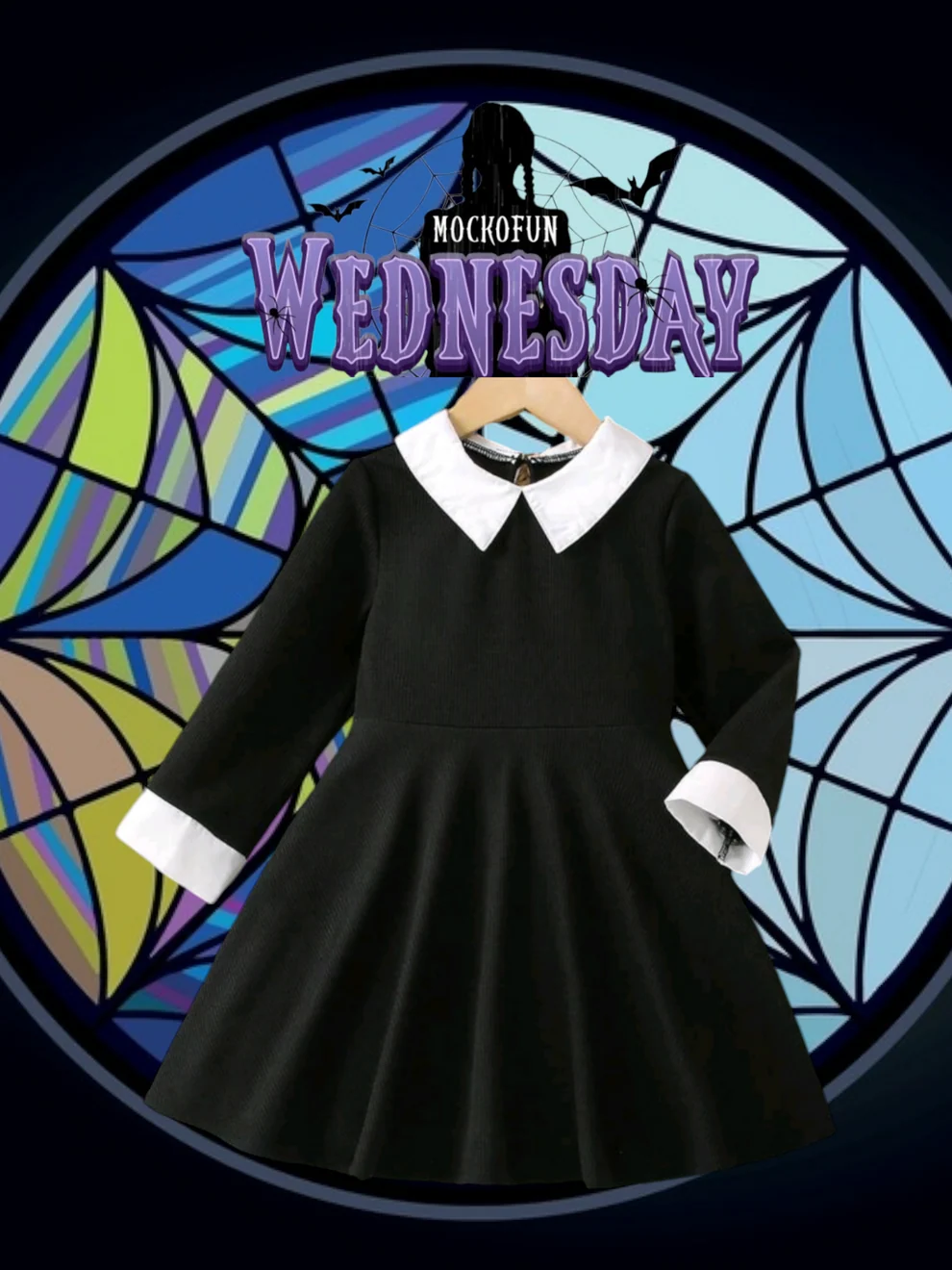 Black Dress with White Collar - Image 2