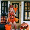 Orange Sequin Pumpkin Romper With Romantic Tutu and Leg Warmers