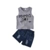 Grey mamas boy top with denim shorts(5-6y)