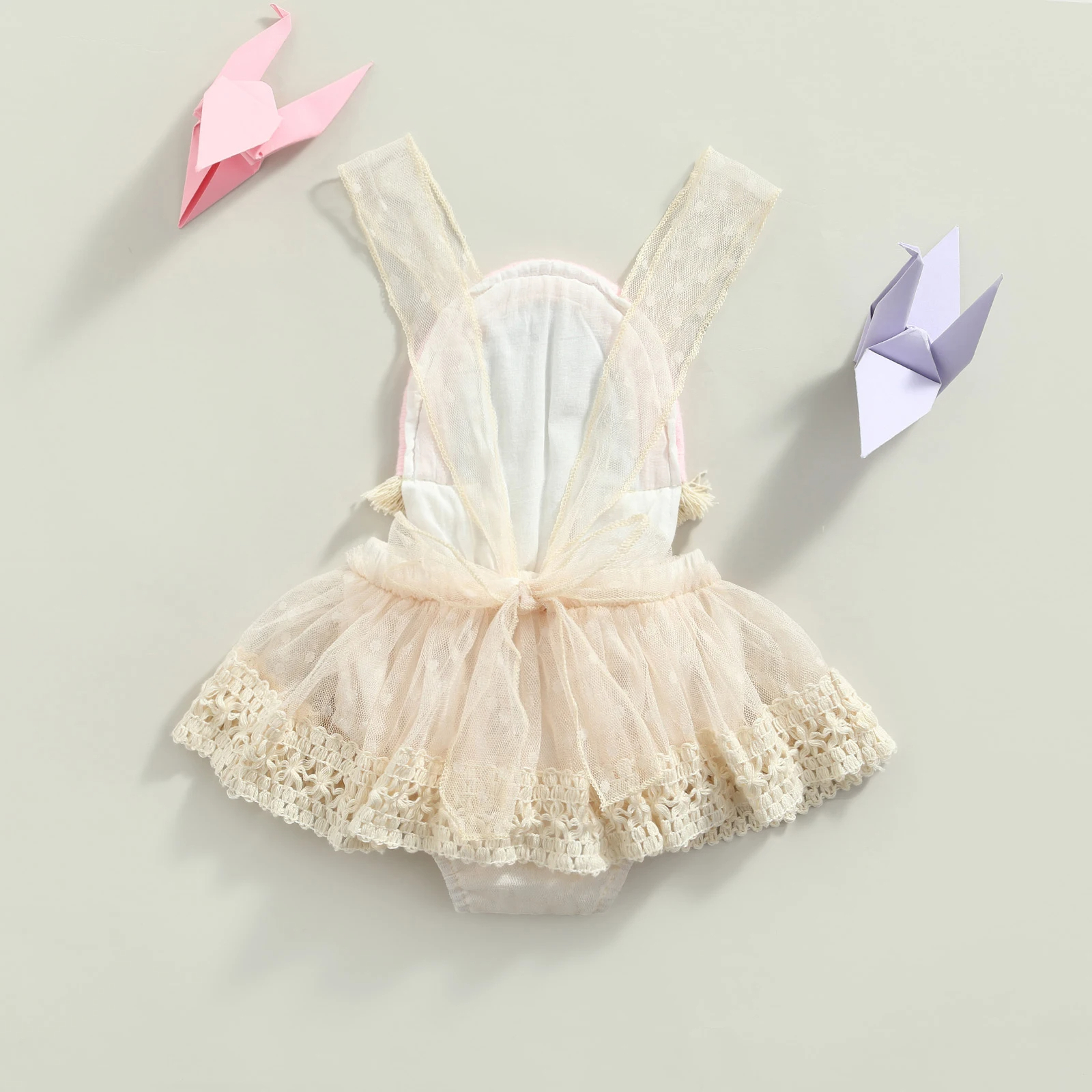Lace beige rainbow boho tutu romper - Image 5