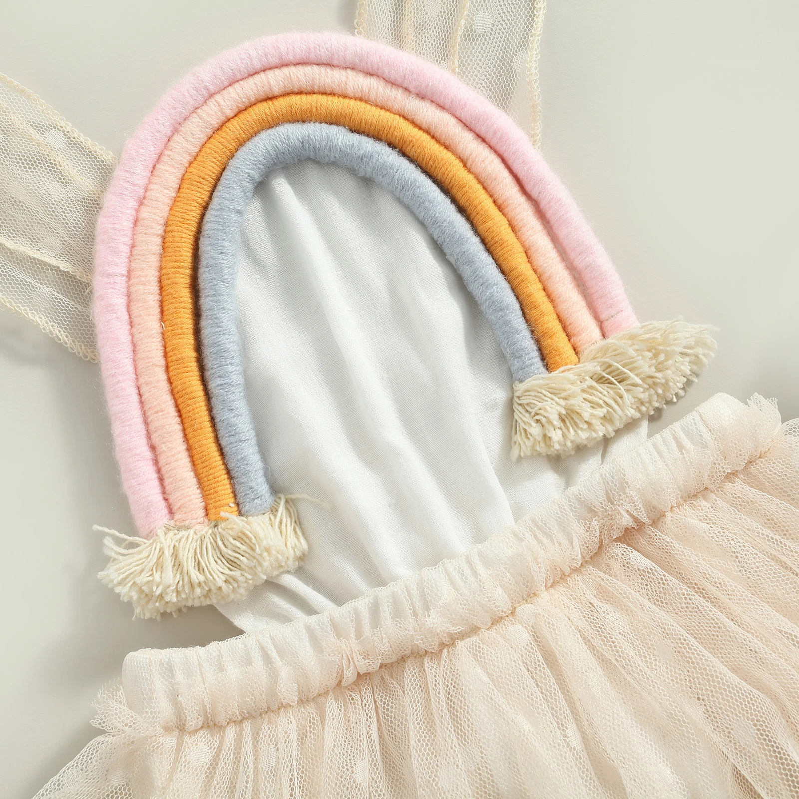 Lace beige rainbow boho tutu romper - Image 4