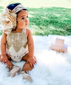 Lace Boho Romper with Gold Detail - Image 6