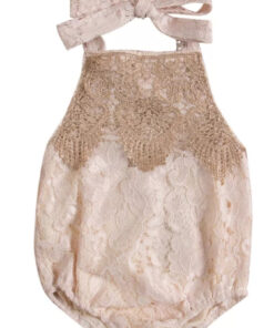 Lace Boho Romper with Gold Detail - Image 5
