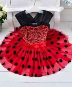 M Ladybug polka dress with 2 accessories