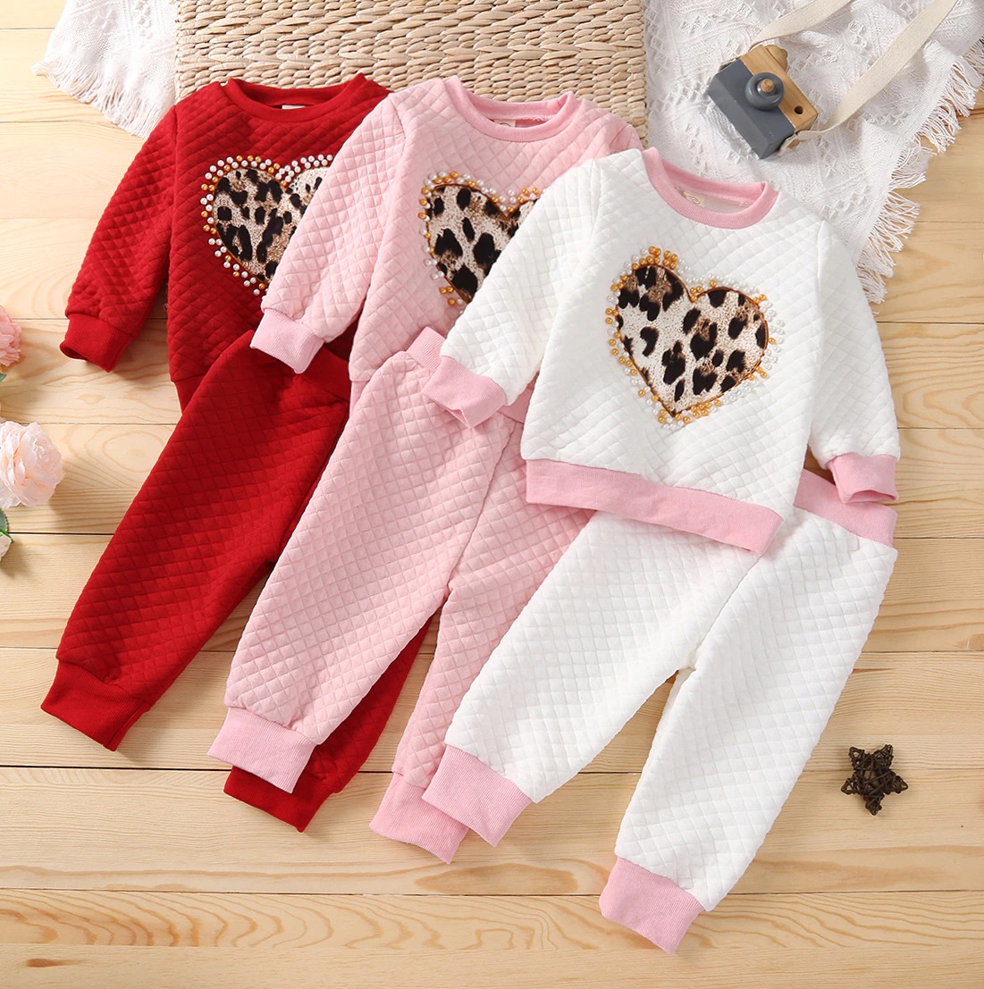 Leopard heart pearl detail tracksuit - Image 2