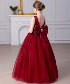 Maroon Special Occasions Dress with Big Bow