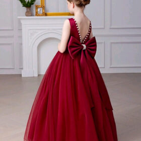 Maroon Special Occasions Dress with Big Bow