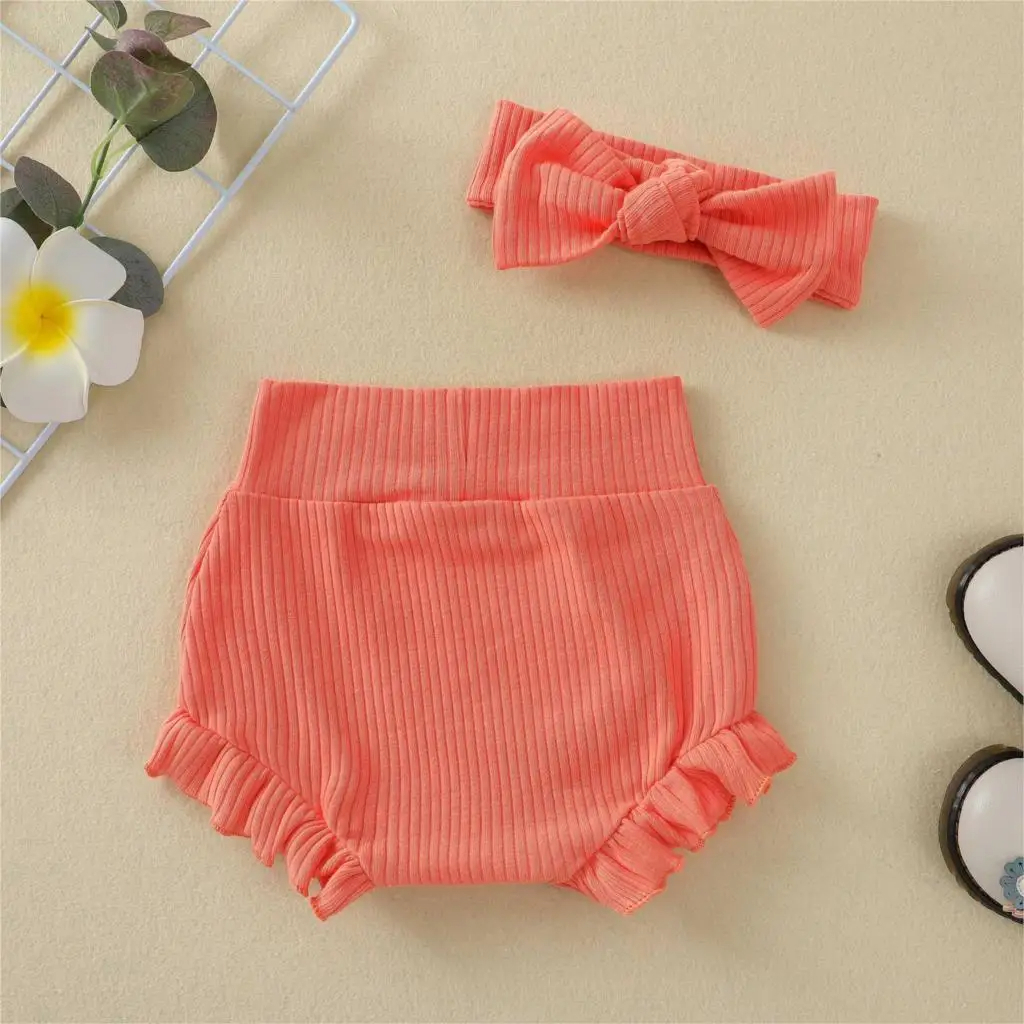 Matching high waist bloomer shorts and headband(Orange)(9-12m) - Image 4