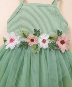 Mint Ribbed Dairy Romper Dress - Image 4