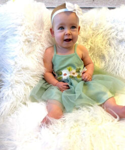 Mint Ribbed Dairy Romper Dress - Image 3